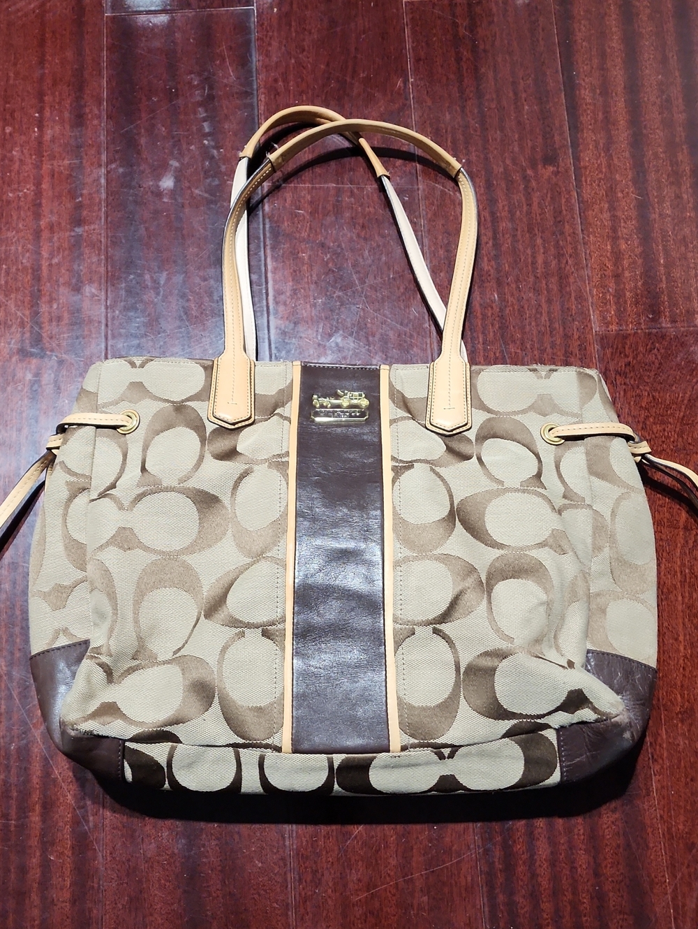 Coach Brown/Beige Signature Canvas Carryall Handbag